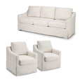 thumbnail image 2 of Harper Canapé 80W et 2 Fauteuils d'Appoint Pivotants avec Housses - Tissu Ivoire, 2 of 7