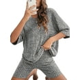 thumbnail image 3 of Coduop Women Biker Shorts Outfit Set Half Sleeve Loose Tops and Shorts Sets 2 Piece Tracksuits, 3 of 5