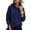 Navy #046, variant on Women's Solid Color Pullover Hoodie with Drawstring Hood and Kangaroo Pocket Casual Sweatshirt, M-2XL