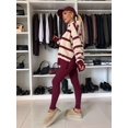 thumbnail image 4 of Women'S Stripe Lounge Set Drop Shoulder Oversized Fleece Hoodie Workout Leggings Two Piece Outfits M, 4 of 9