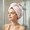 thumbnail image 4 of Striped Fleece Hair Towel Wrap - Water Absorbent Drying Turban Thick Soft Microfiber Hair Wrap Quick Dry Head Cover Button Closure Hair, JKODE, 4 of 6