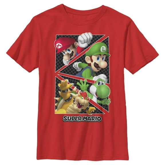 Boy's Nintendo Super Mario Character Triangles Graphic T-Shirt