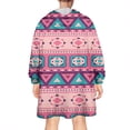 thumbnail image 2 of Wearable Oversized Blanket,Pink and Teal Geometric Boho Pattern Wearable Blanket Hoodie for Adults,Cozy Hooded Blankets with Super Pockets,Super Warm Fuzzy Pullover for Women & Men, 2 of 6