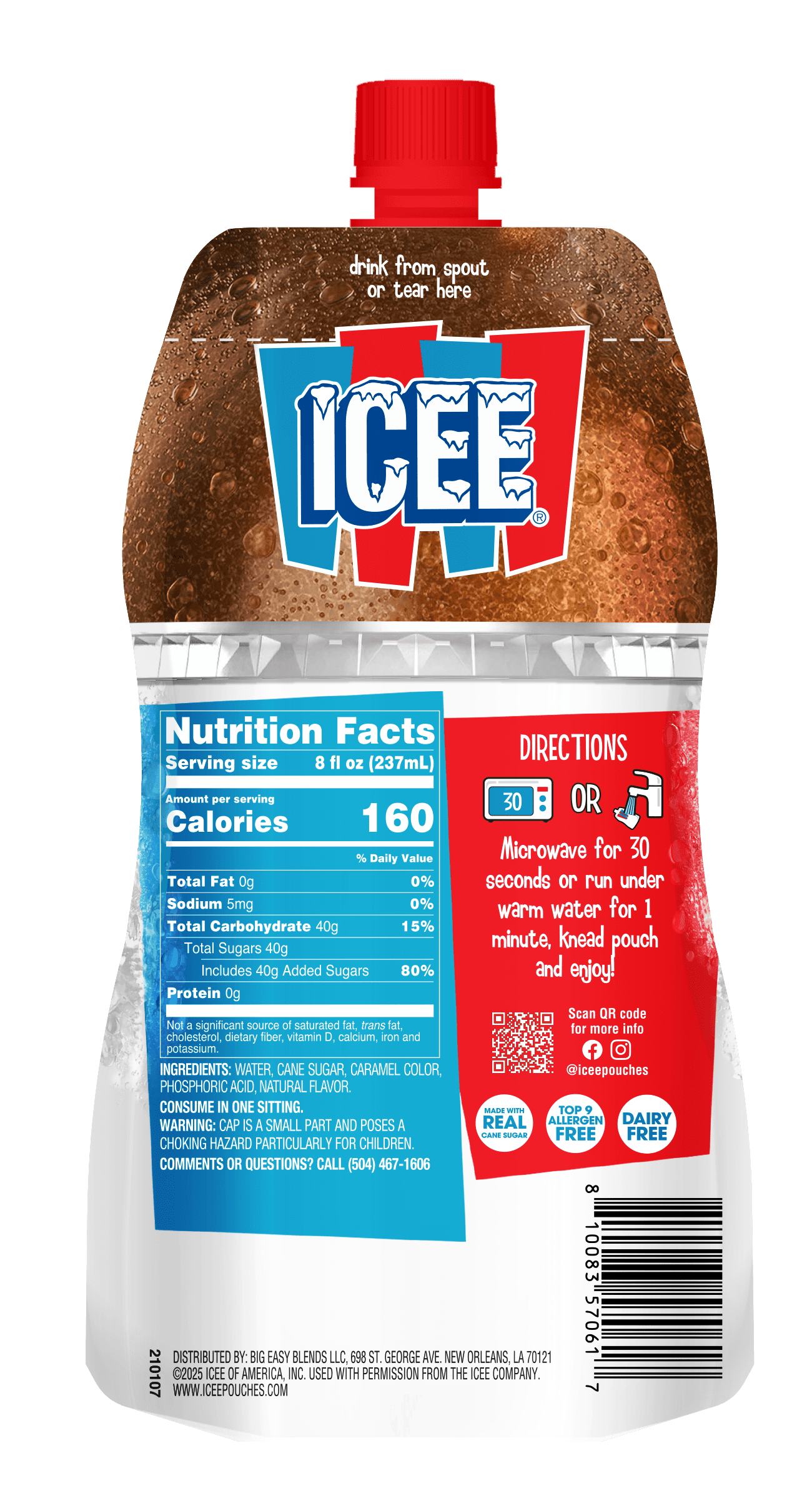Icee Slush Cola Freeze & Squeeze Drink Pouch, 8 fl oz