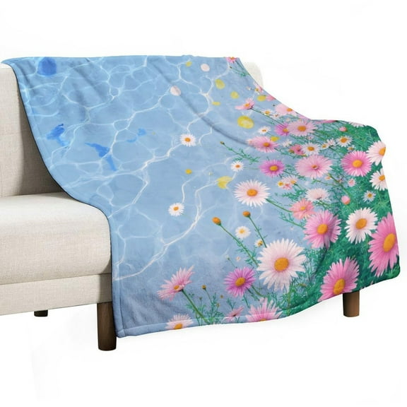 Poolside Floral Delight Blanket Soft Throw Warm Lightweight Plush Blanket for Couch Bed Sofa