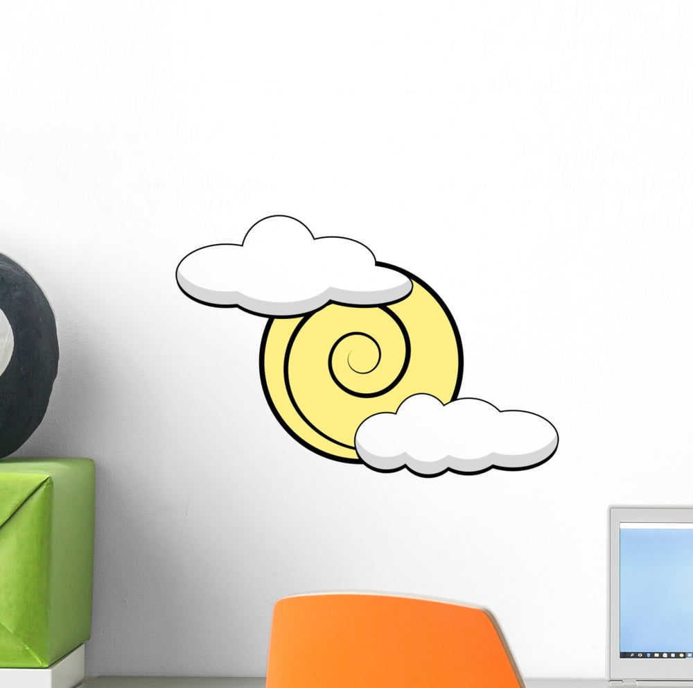 Simplified Sun and Clouds Wall Decal Wallmonkeys Peel and Stick Graphic
