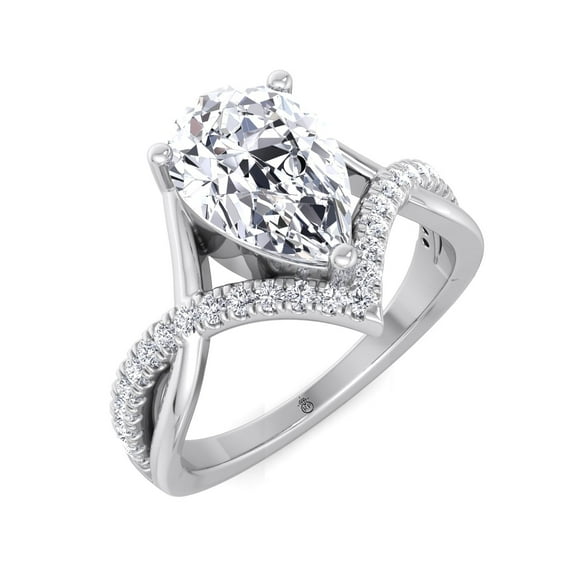 Sydney - Moissanite Pear Shape Lab Diamond Engagement Ring With Twisted PavÃ© Band
