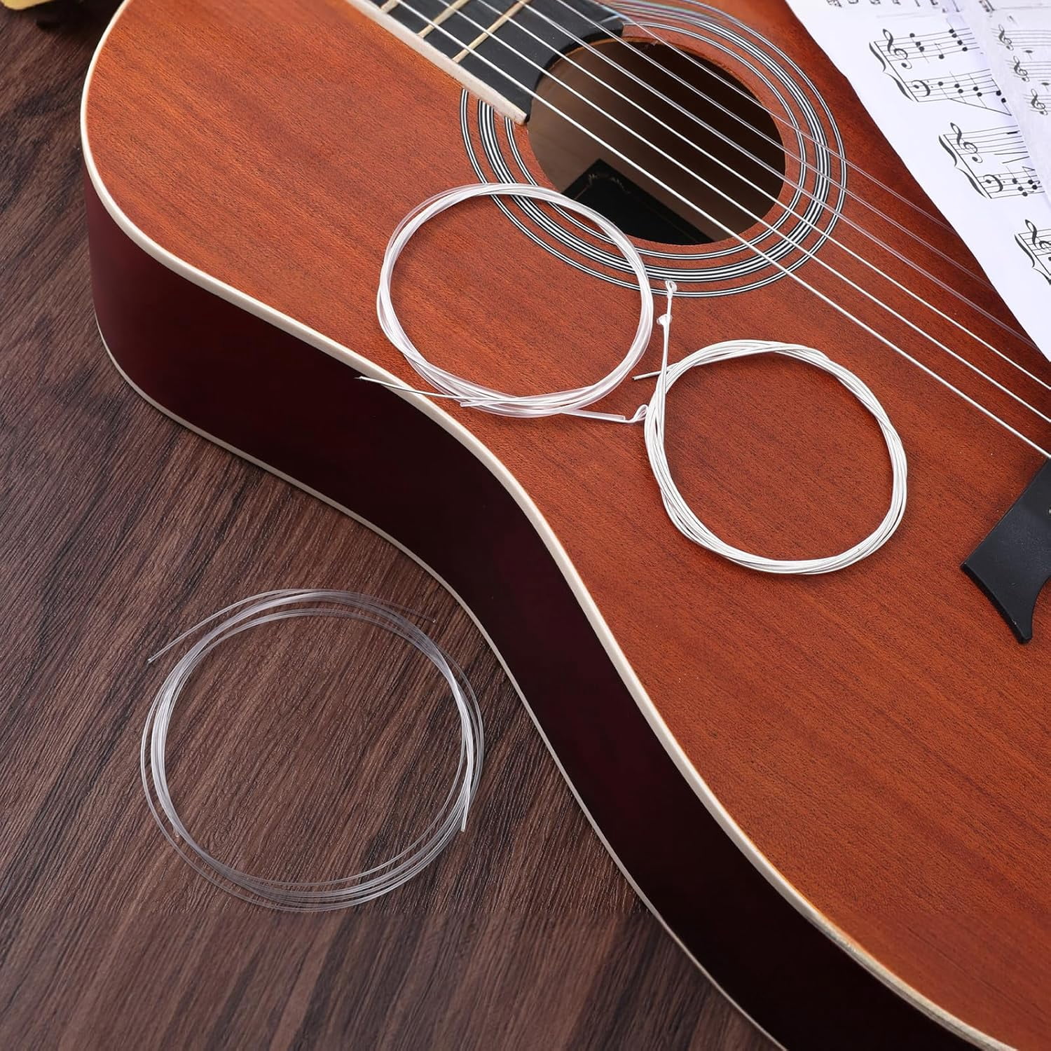 XD4-5 Sets of 6 String Guitar Strings Replacement Nylon String with Small Ball Ends for Classical Guitar, Acoustic Guitar Strings 6 String Set(3 Clear Nylon and 3 Nylon Core Alloy*04