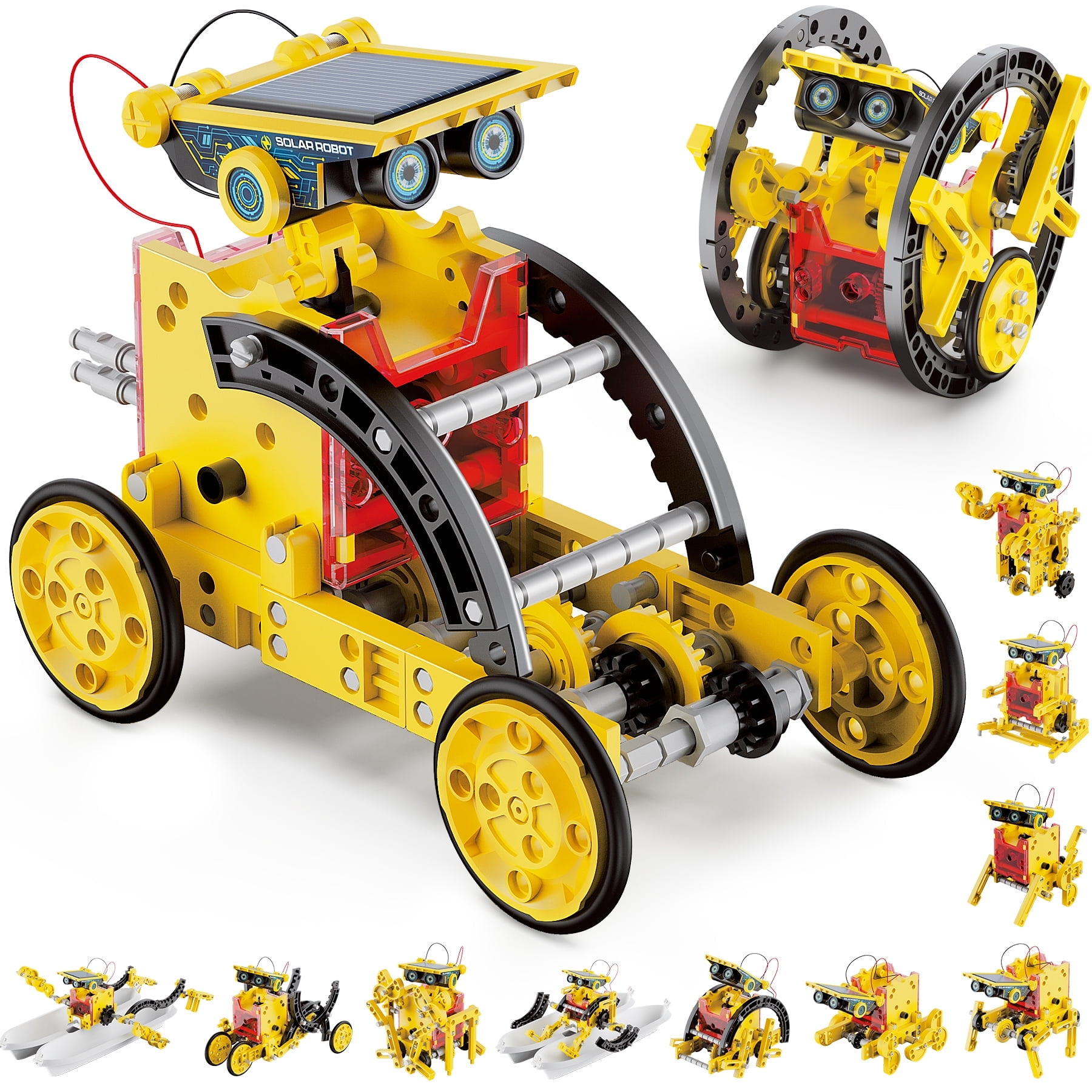 Freecat 12-in-1 Solar Robot Kit for Kids, STEM Educational Science Experiment Kit Toys for Kids Aged 8 9 10 11 12+ Years Old, Gift for Boys Ages 8 -12 Years.(Yellow)