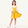 thumbnail image 2 of ASEIDFNSA Girls Suspender Skirt with Bib Front Button Straps Elastic Waist and A Line Fit (Yellow,2-3 Years), 2 of 5