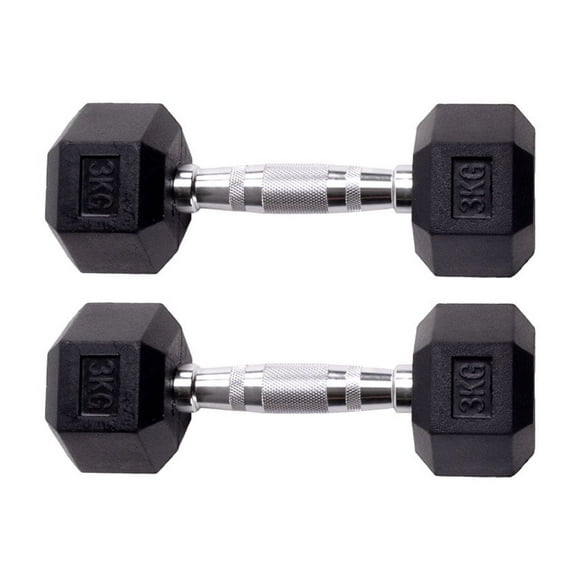 Par de Mancuernas hexagonales UNIFITNESS negro de 3 kg