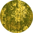 thumbnail image 1 of Ahgly Company Machine Washable Indoor Round Abstract Yellow Contemporary Area Rugs, 3' Round, 1 of 4