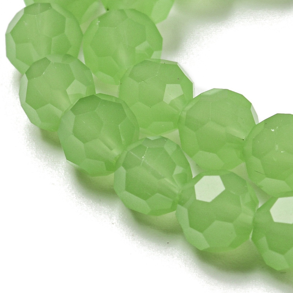 Imitation Jade Glass Beads Stands Faceted(32 Facets) Round Light Green 6mm Hole: 1mm 98pcs/strand 20.47inch(52cm)