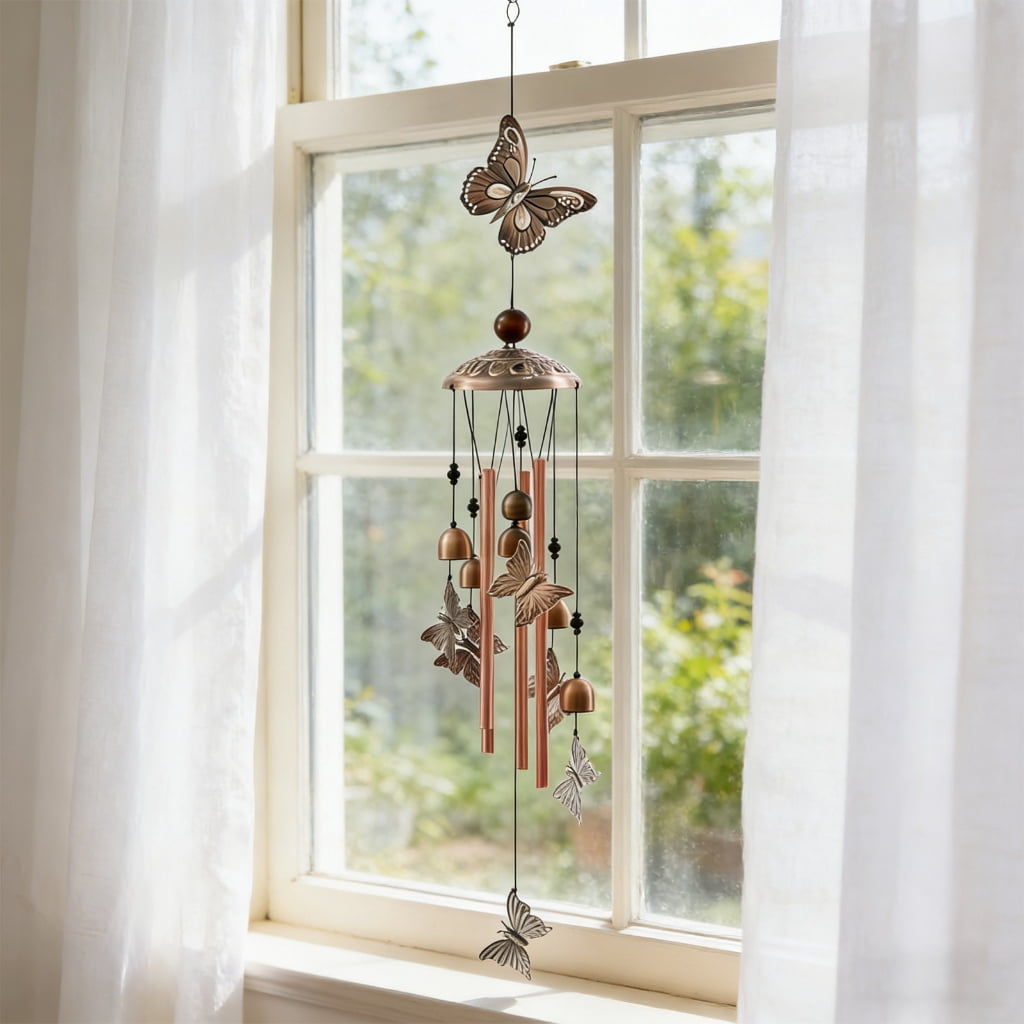 Musical Garden Wind Chimes Crafted From Weather Metal Enhances Outdoor Spaces Beautifully For Porch Or Yard
