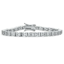 Bling Jewelry Womens Faux-Diamond 20CT Princess Cut CZ Tennis Bracelet Silver Plated 7 Inch