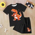 thumbnail image 2 of NOLDARES Toddler Infant Baby Boy Outfits Short Sleeve Crewneck Tee Top Casual Shorts 2pcs Summer Clothes(Orange,5-6 Y), 2 of 6