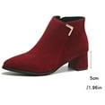 thumbnail image 5 of Rokment Women's Dress Boots For Ladies Fall Winter Fashion Leopard Leather Suede Pointed Toe Block High Heel Dressy Pumps Ankle Booties Wine Size 8, 5 of 6