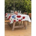 thumbnail image 3 of Outdoor Tablecloth with Umbrella Hole for Patio/Picnic/Party/Camping, Red Blue Floral Waterproof Table Cloth Rectangle Table Cover Washable, Independence Day Flowers Farmhouse (60"x 84"), 3 of 8