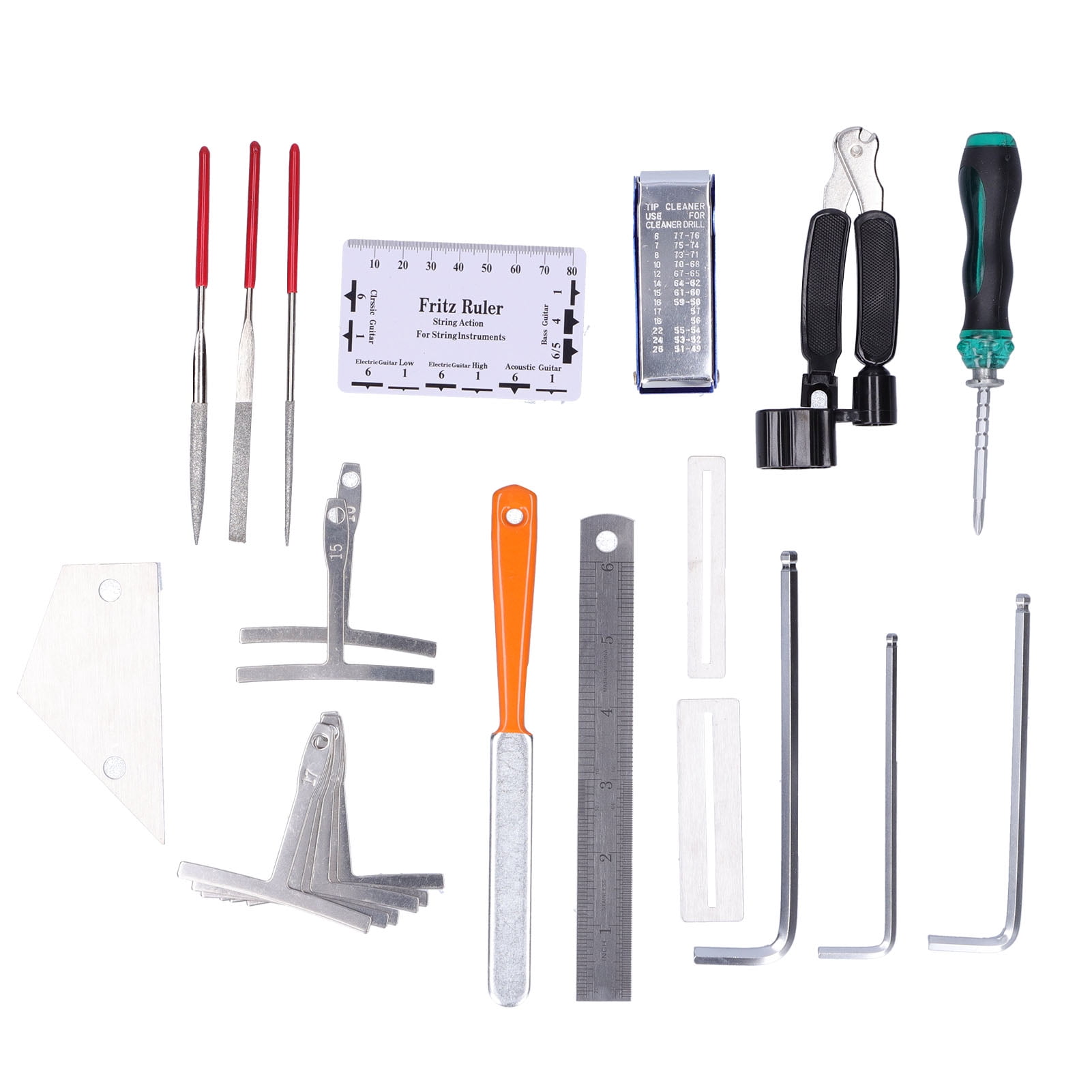 Suodoka Guitar Care Cleaning Repair Tool Kit 17 Pieces Musical Instrument Setup Maintenance Tools Set for Luthier String Adjustment (8.66 inches / 22 cm)
