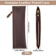 thumbnail image 2 of Crazy Horse Cowhide Leather Pencil Case Rectangular Vintage Pen Bag with Zipper Closure Real Leather Pencil Pouch Genuine Leather Fountain Pen Holder, 2 of 9