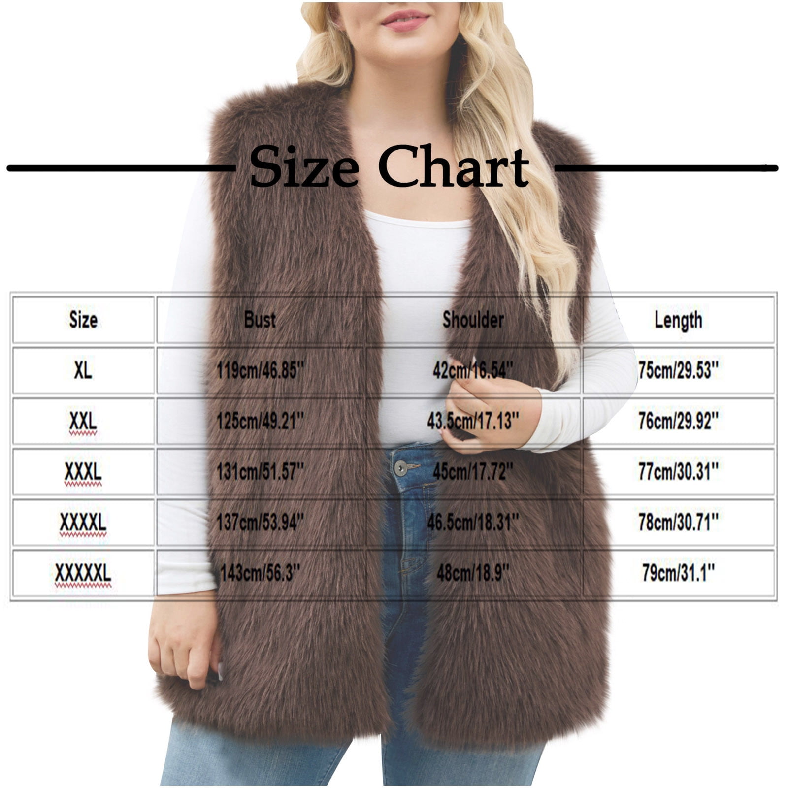 Uaswgudfs Women's Black Faux Fur Vest, Plus Size Winter Sleeveless Warm Outerwear, Casual Fashion Layering Jacket - Trendy Style Black 2XL