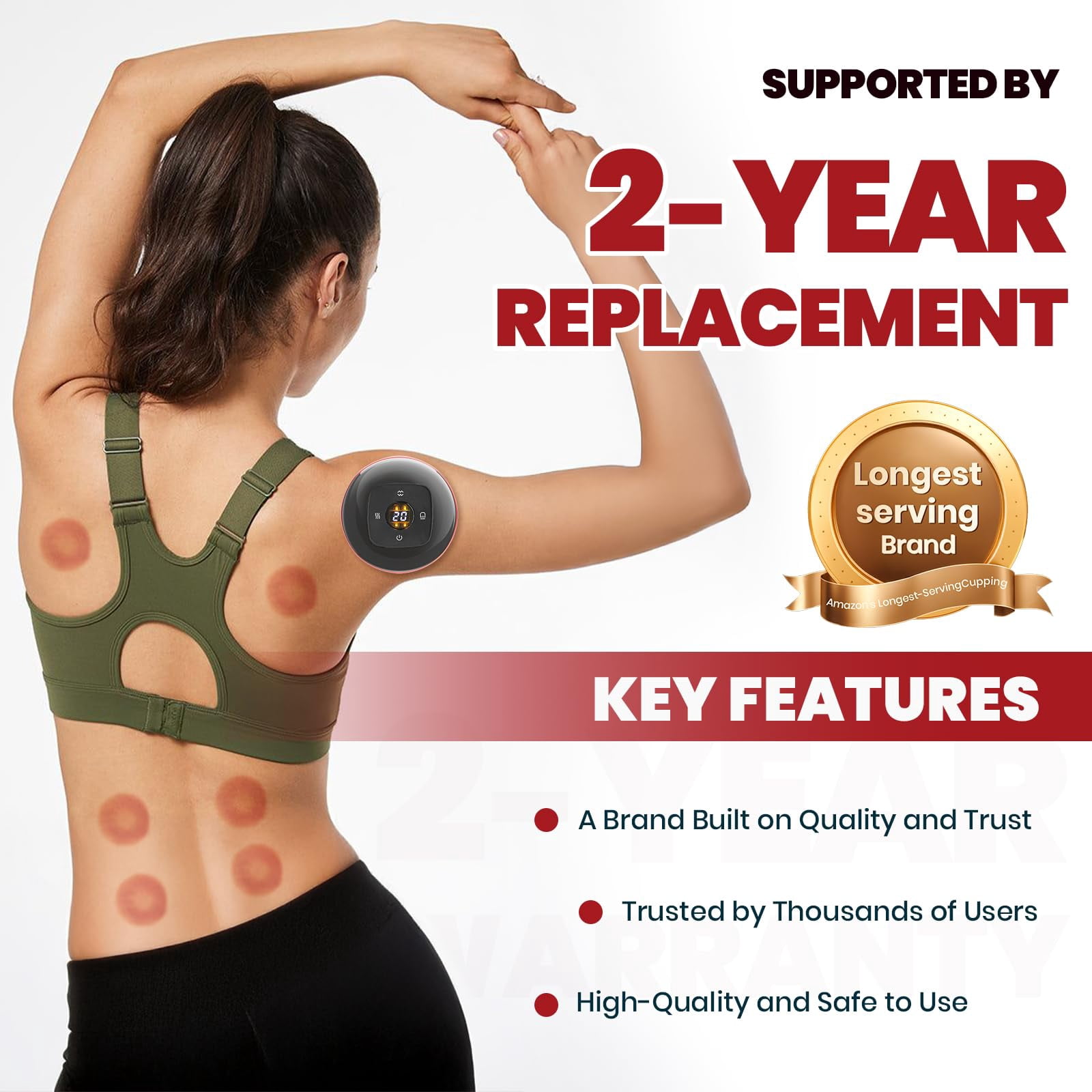 Flaremore  Smart Cupping Massage Therapy Set, Electric Therapy Massager Kit, Portable Electric Cupping,5-in-1 Adjustable 12 Levels Smart Cupping Massager,Gua Sha Massage Tool,Red