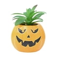 thumbnail image 2 of Mskk Mini Halloween Pumpkin Ceramic Plant Pot Decoration, 3.5" Small Pumpkin Face Succulent Planter, Flower Pot for Cactus, Tiny Indoor Desktop Plant Container, 2 of 9