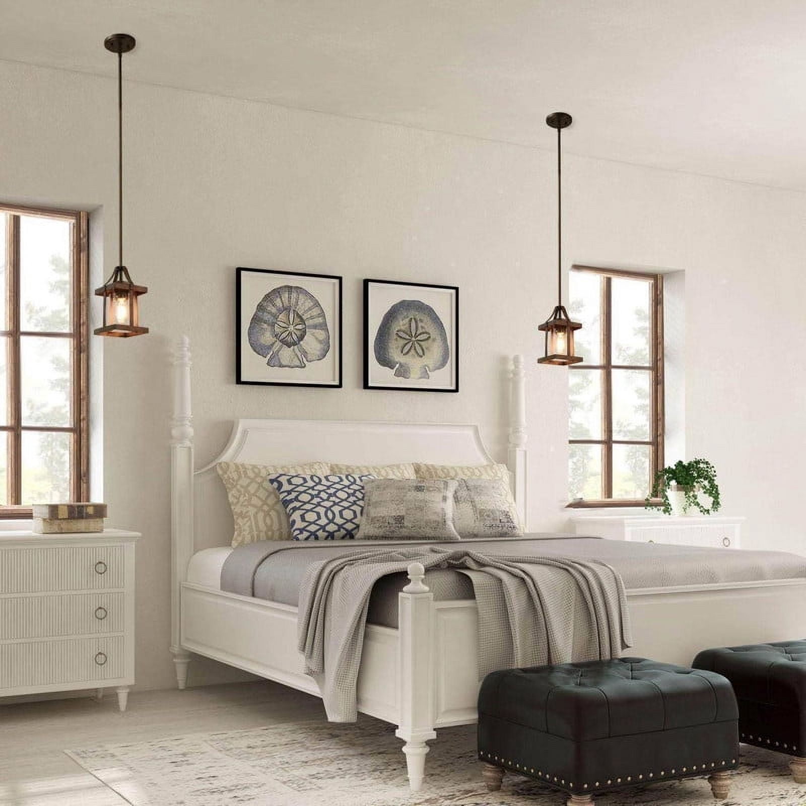LNC Bronze Farmhouse Clear Glass Geometric Mini Kitchen Island Light
