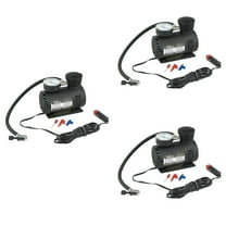 Hemoton 3pcs DC 12V 100W Air Compressor Pump Portable Electric Tire Inflator with Pressure Gauge (Black)