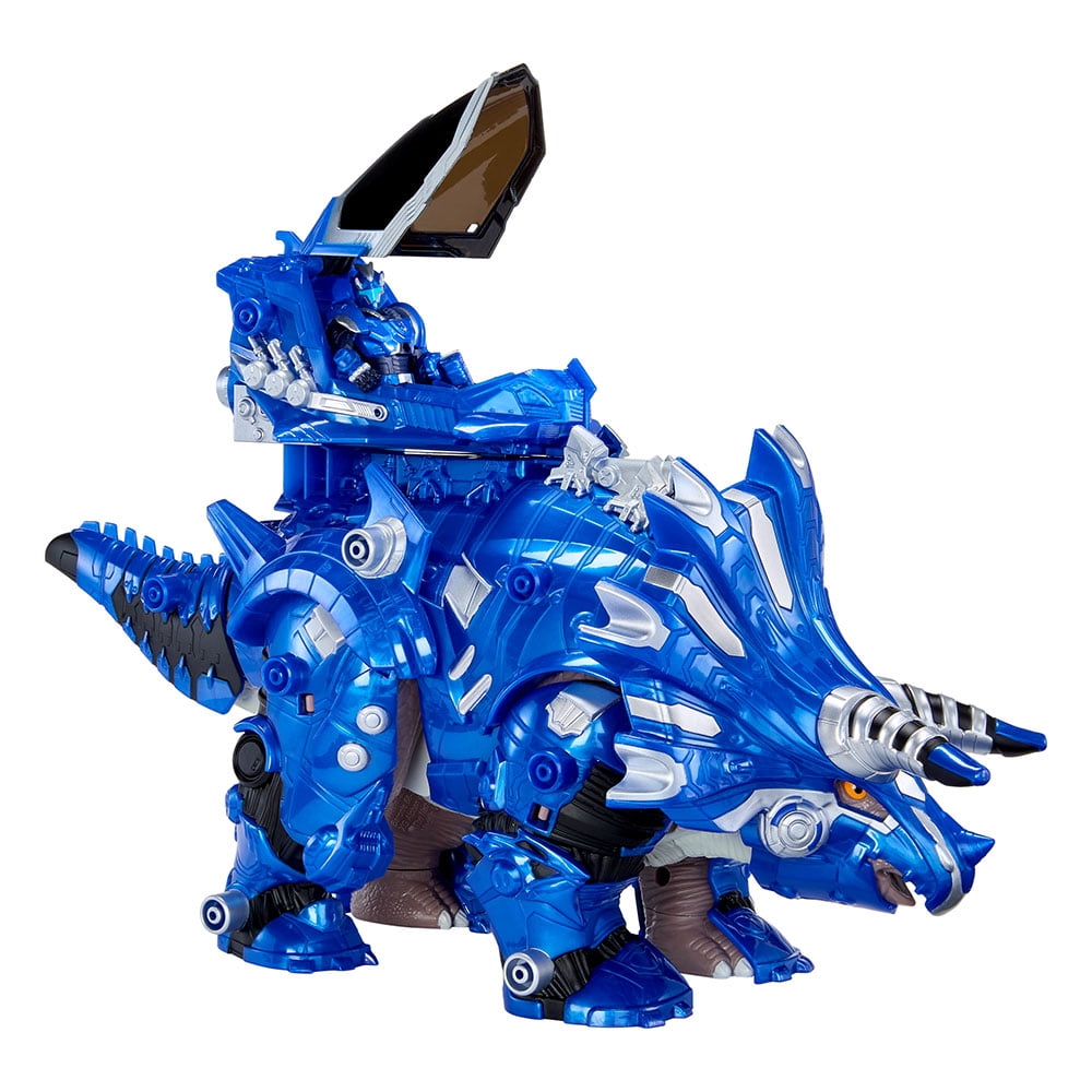 Armorsaurs Armor-Up Triceratops Dinosaur Cobalt Toy Figure with 7 Removable Armor Pieces, Tail-Triggered Chomp, Pilot Pod Compatible, Kids, Boys, Girls, Ages 6+