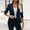 Dark Blue, variant on Abomasnow Blazers for Women Business Casual 3/4 Sleeve Notch Lapel Work Office Blazer Slim Fit Sing Button Jacket Blazer with Pockets