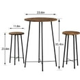 thumbnail image 5 of VECELO 3-Piece Bar Table Set with 2 Stools, Space Saving Round Pub Table Set for Breakfast Nook, Bistro, Dining Room, Kitchen, Brown, 5 of 8