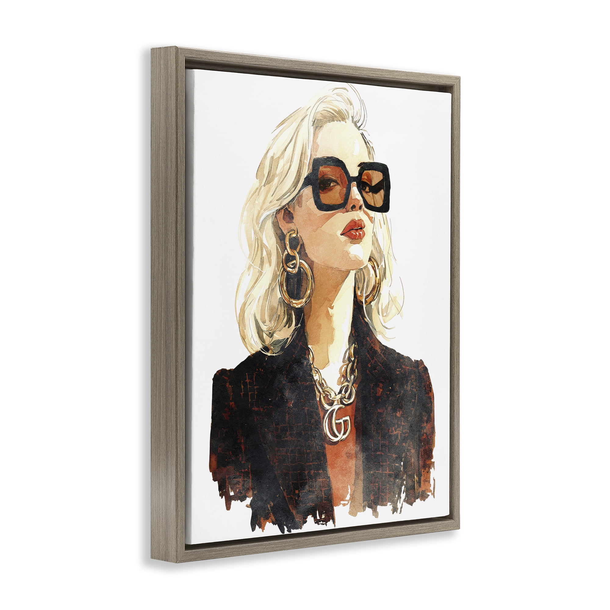 Stupell Industries Luxurious Gilded Gaze Brown Framed Floater Canvas Wall Art, design by Svetlana Aleynikova