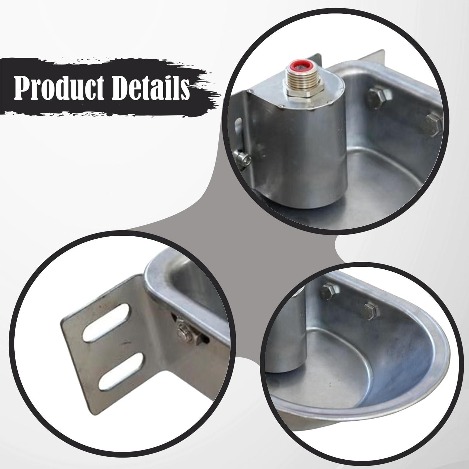 Fzaqwen Automatic Animal Waterer Bowl Stainless Steel Farm Drinker Fountain Water Trough without Drain Hole