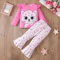 thumbnail image 2 of mgoYE 2Pcs Toddler Girl Clothes Girls Outfits Floral Prints Top+ Flared Pants 2 4 5 6 8T Fall Winter Girl Clothing Set(Red,4-5 Years), 2 of 8