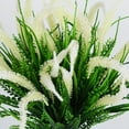 thumbnail image 5 of 4 Bundles Artificial Flowers Outdoor Plants Faux UV Resistant Lavender Plastic Shrubs Indoor Outside Greenery Bushes Flower (White Setaria), 5 of 14