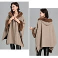 thumbnail image 3 of AUNVITO Women's Hooded Coat Faux Rabbit Fur Collar Oversized Cape Design Casual and Trendy Winter Style, 3 of 4