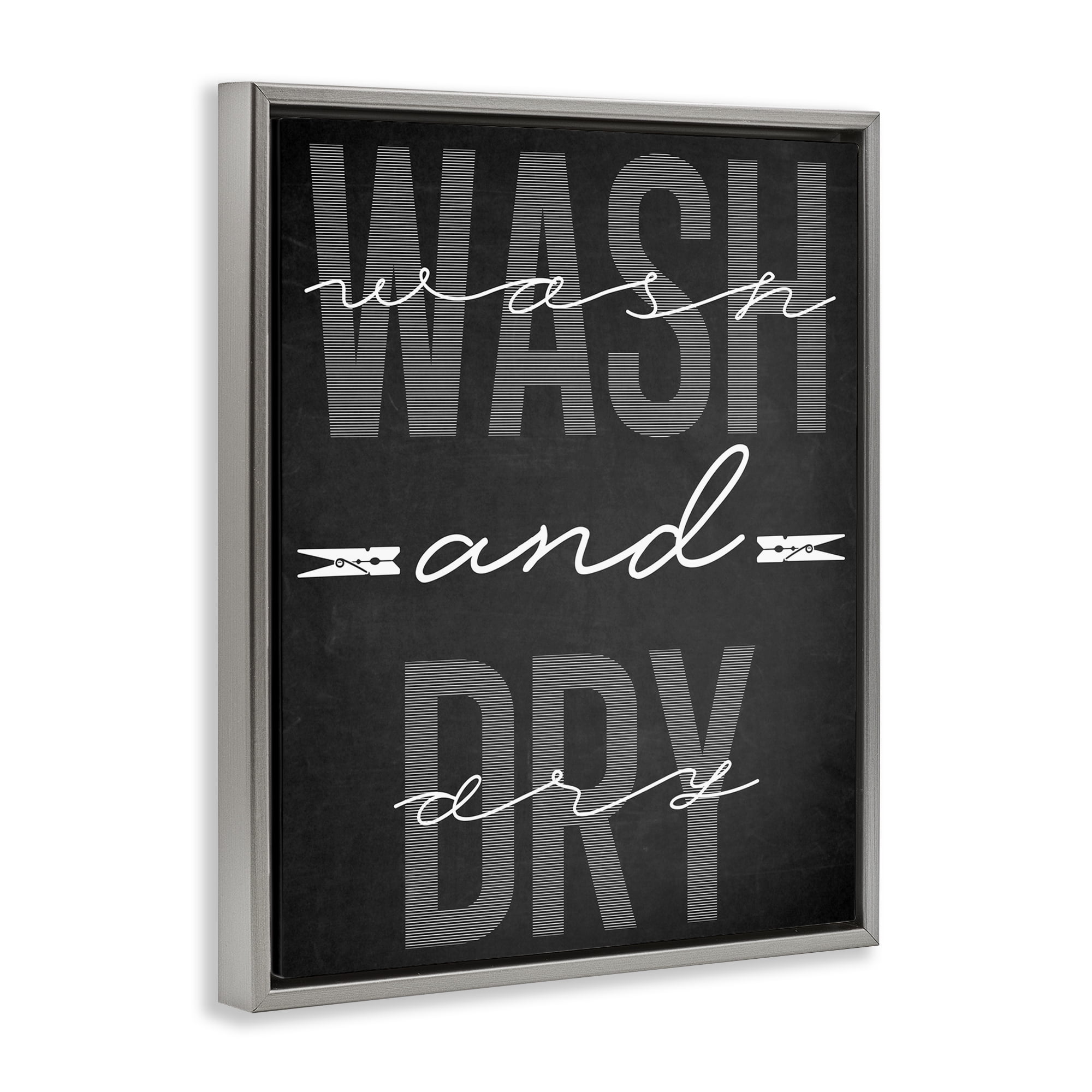 Wash And Dry Black Minimal Gray Framed Floater Canvas Wall Art, design by Marcus Prime