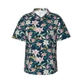thumbnail image 2 of Goofa Lilies Flowers Hawaiian Shirt for Men, Unisex Summer Beach Casual Short Sleeve Button Down Shirts,Aloha Tropical Floral print shirt-Small, 2 of 9