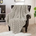 thumbnail image 3 of Home Soft Things Derby Double Sided Faux Fur Throw Blanket Solid Color Fuzzy Super Soft Cozy Plush Throw - Light Grey - 50" x 60", 3 of 9