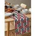 thumbnail image 6 of Table Runner Dresser Scarves 48 Inch Long, Red Black Stripy Weaving Cube Linen Dining Table Runners Abstract on White Tabletop Scarf for Wedding Holiday Party Kitchen, 6 of 7