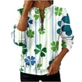 thumbnail image 2 of St. Patrick's Day Sweatshirt for Women Striped Shamrock Graphic Quarter Zip Pullover Long Sleeve Loose Fit Soft Festive Holiday Clothes, 2 of 5
