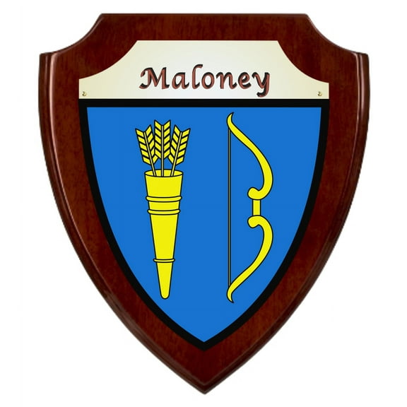 Maloney Irish Coat of Arms Shield Plaque - Rosewood Finish