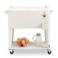 thumbnail image 4 of 80Qt All-In-One Cooler Cart With Bottle Opener, Lower Storage Shelf and Cap Catcher, Outdoor Party Rolling Cooler With Lockable Wheels For Pool Side, Patio, Balcony, White(34.25 x 15.16 x 35.83)", 4 of 9