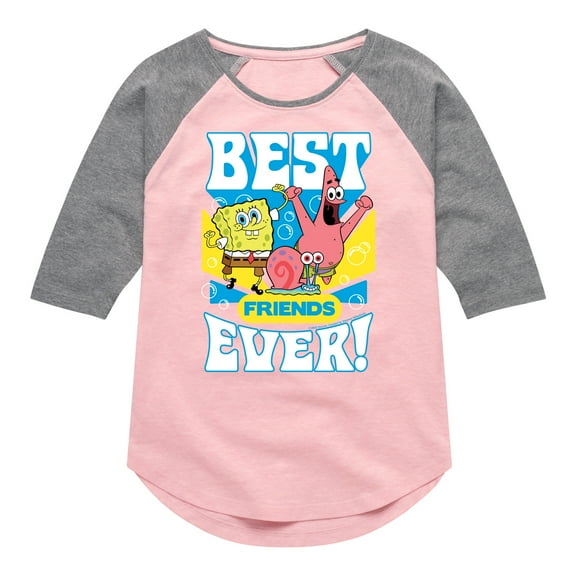 SpongeBob SquarePants - Best Friends Ever - Toddler & Youth Girls Raglan Graphic T-Shirt