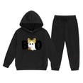 thumbnail image 3 of Glisme Girls Outfit Set Graphic Print Long Sleeve Hooded Tops With Pants Outfit Halloween Casual Girls Set Size 2-3 Years Black, 3 of 3