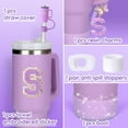 thumbnail image 2 of 6 Pieces Tumbler Initials Decoration for Stanley, Cup Accessories for Stanley Cup 30oz 40oz, Including Silicone Straw Cover Cap and Boot, Spill Proof Stopper, Handle Charm, Sticker, 2 of 7