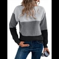 thumbnail image 1 of Suéter Informal de Cuello Redondo, Acanalado, de Punto con Bloques de Color, Hombros Caídos y Larga para Mujer, Otoño e Invierno. Gris Oscuro L, 1 of 9