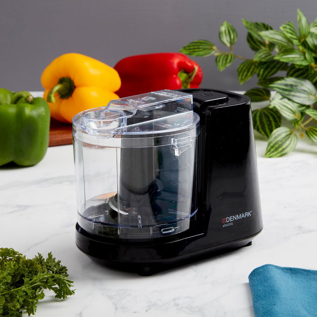 Denmark Electric 1.5 Cup Personal Food Chopper Processor with One-Touch Pulse Control, Black