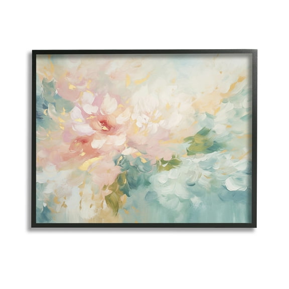 Stupell Industries Soft Flower Abstraction Botanical & Floral Painting Black Framed Art Print Wall Art, 14 x 11
